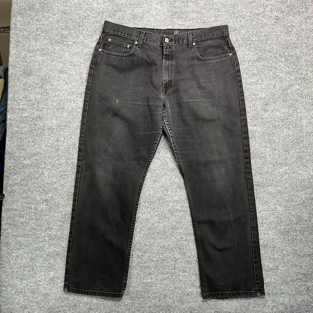 George Jeans Men's Black Denim Pockets Mid Rise‎ Regular Fit Straight - 39x30
